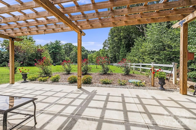 view of patio / terrace featuring a pergola