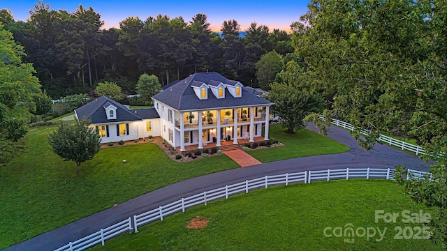 56 Fair Oaks Est, Fletcher, NC 28732 - back of house with a porch, driveway, fence, and a yard