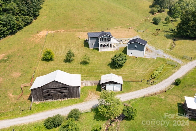 aerial view with a rural view