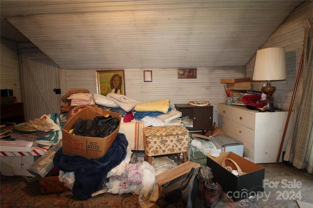 bedroom with lofted ceiling