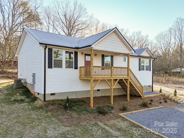 view of front of home featuring central AC unit