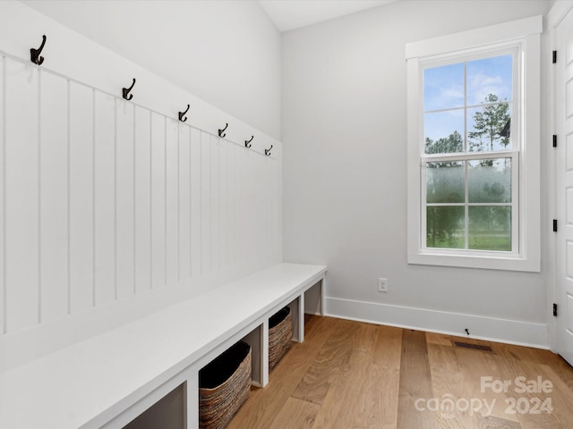 mudroom featuring light hardwood / wood-style floors