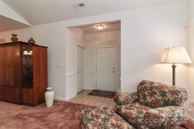 living room with light tile patterned floors