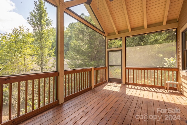 wooden deck with ceiling fan