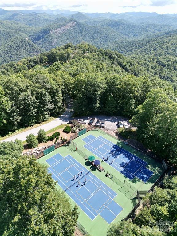 aerial view with a mountain view