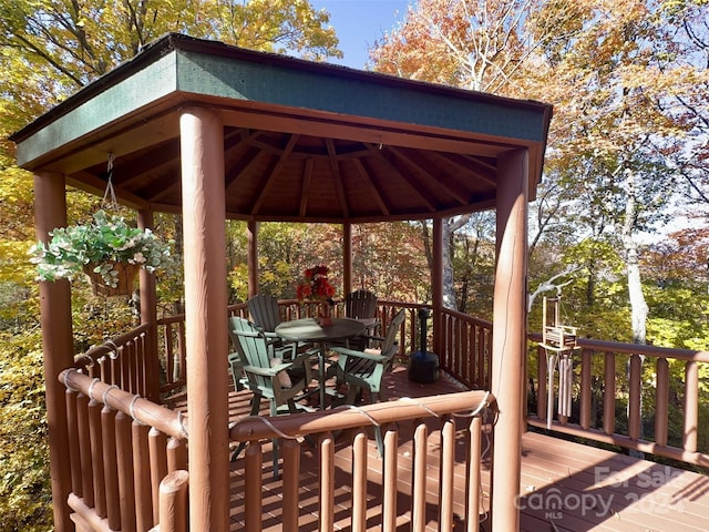 deck featuring a gazebo