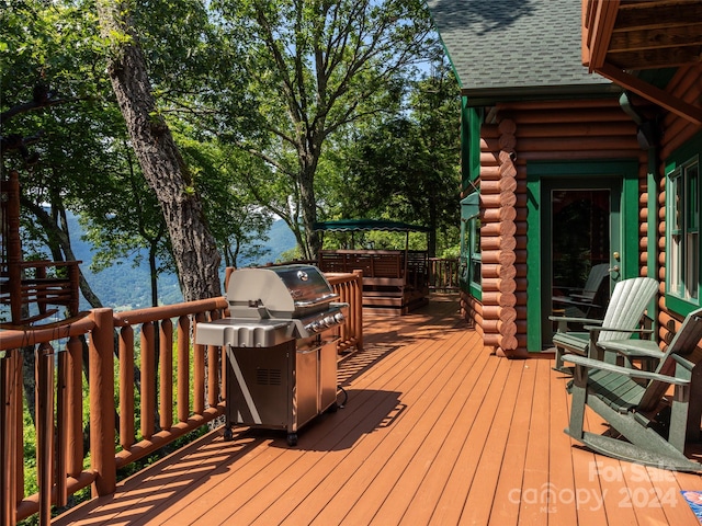 deck featuring grilling area