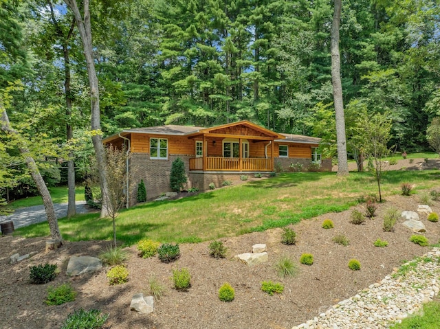 back of house featuring a lawn