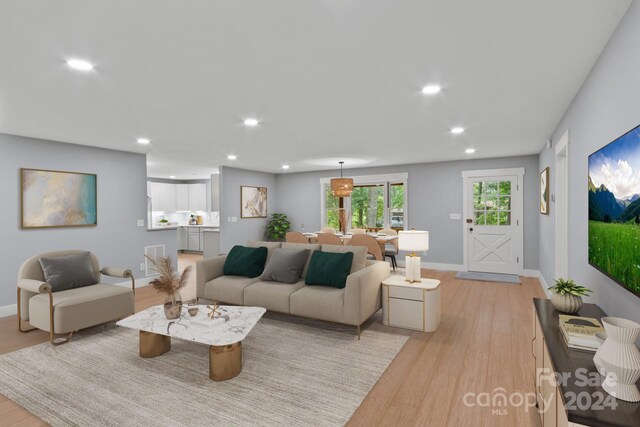 living room featuring light hardwood / wood-style flooring