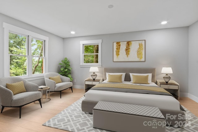 bedroom featuring light hardwood / wood-style flooring