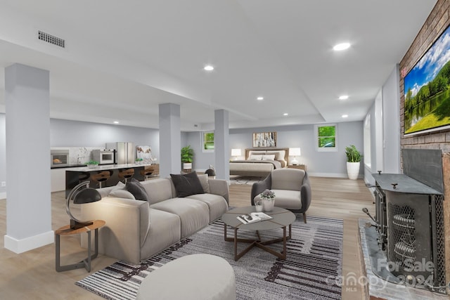 living room featuring light hardwood / wood-style flooring