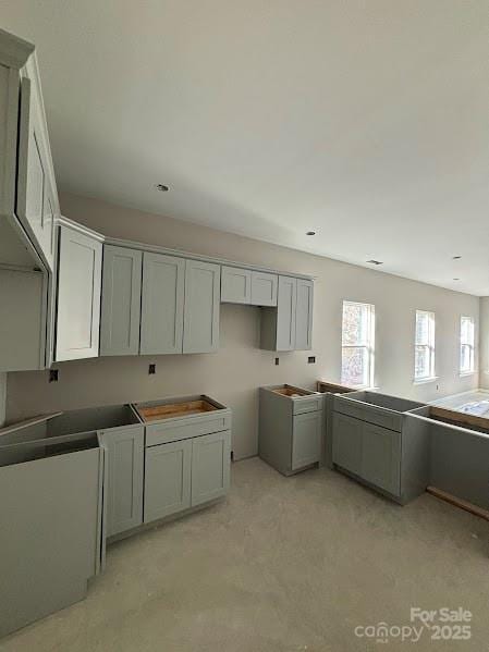 kitchen featuring gray cabinetry