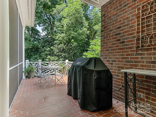 view of patio / terrace featuring a grill