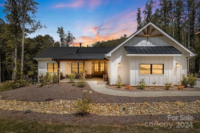 view of modern inspired farmhouse