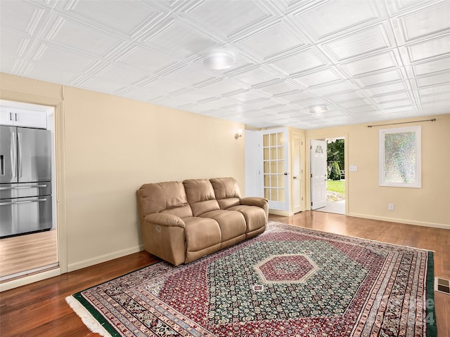 living room featuring dark hardwood / wood-style flooring