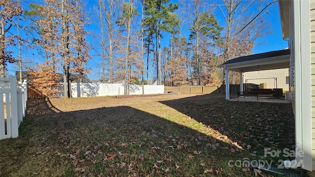 view of yard with a patio and a fenced backyard