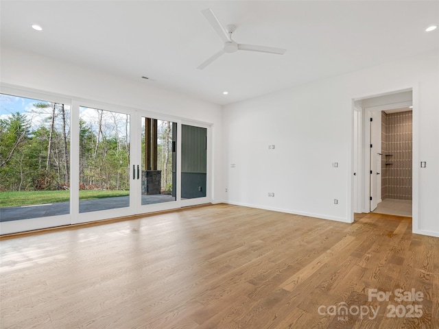 140 Upperfell Ct Unit 708, Asheville, NC 28803 - empty room with baseboards, ceiling fan, recessed lighting, and light wood finished floors