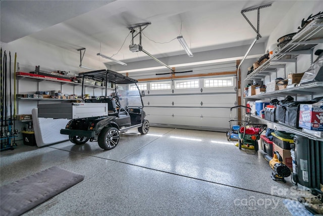 garage with a garage door opener