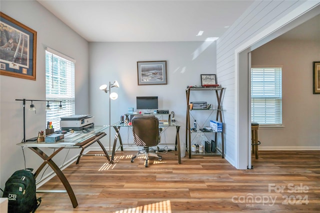 office featuring hardwood / wood-style flooring