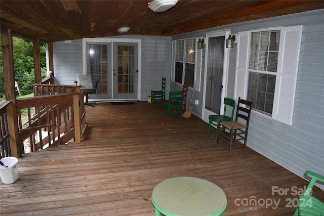 wooden deck with french doors