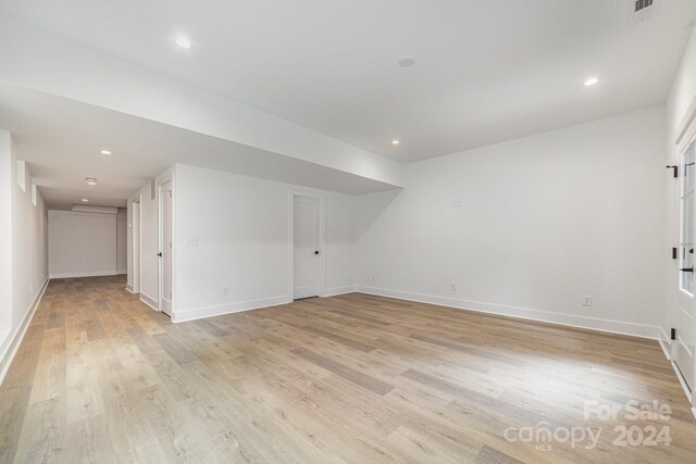 interior space with light hardwood / wood-style floors