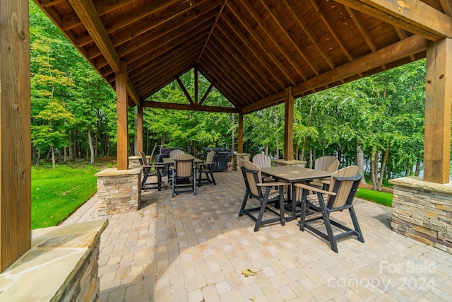 view of patio featuring a gazebo