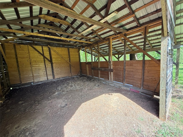interior space featuring an exterior structure
