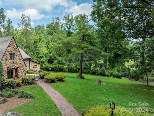 view of property's community with a yard