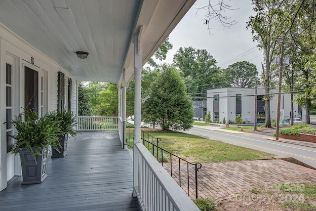 wooden deck with a porch