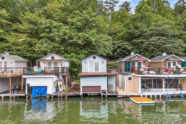 dock area featuring a water view