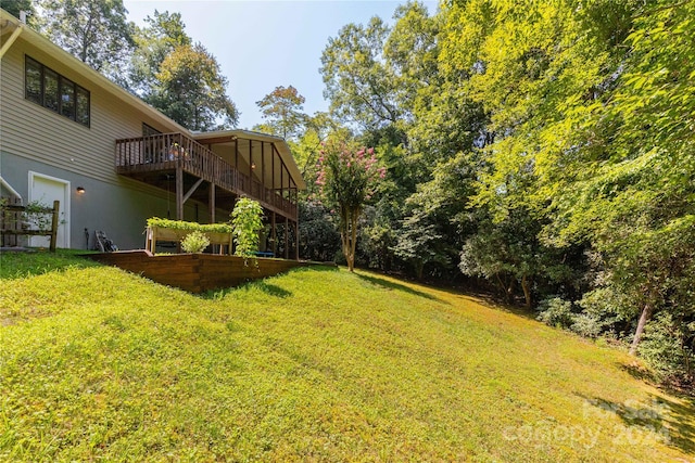 view of yard featuring a deck