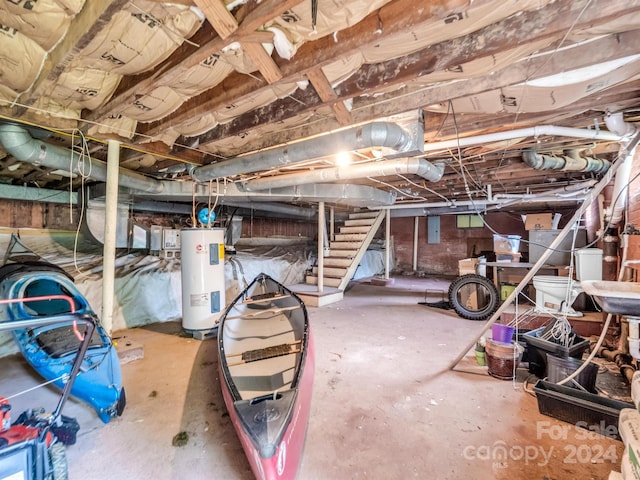 basement with water heater