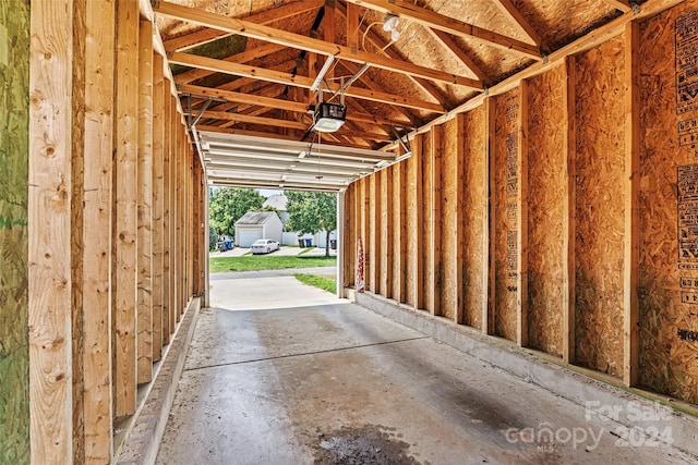 garage with a garage door opener