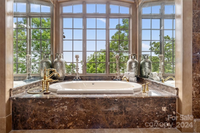 bathroom featuring a garden tub