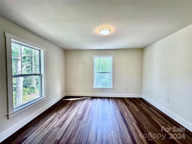 empty room featuring dark hardwood / wood-style floors and a healthy amount of sunlight