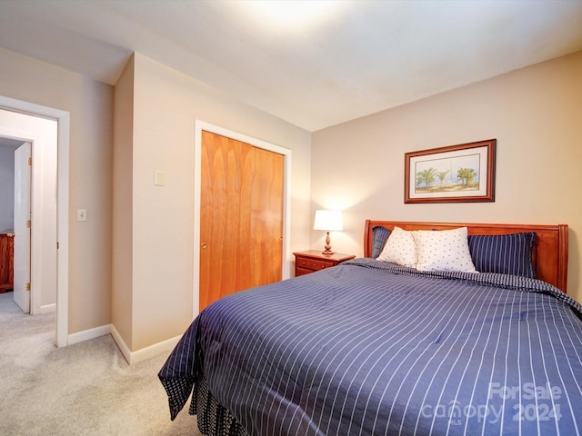 carpeted bedroom featuring a closet