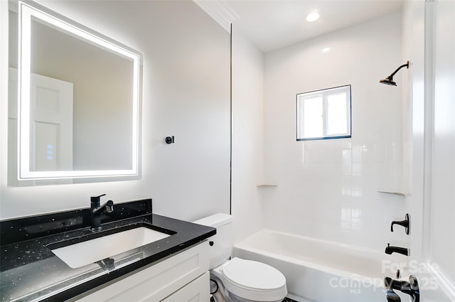 full bathroom with vanity, toilet, and shower / bath combination