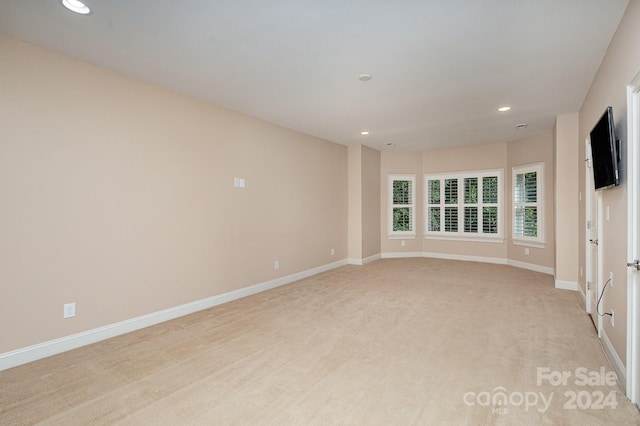 spare room featuring light colored carpet