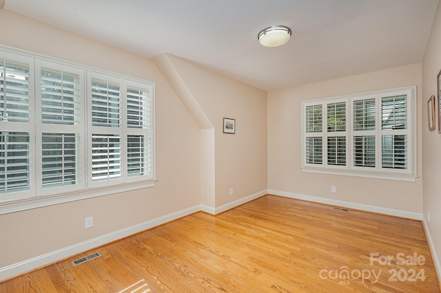 additional living space with light hardwood / wood-style flooring and a healthy amount of sunlight