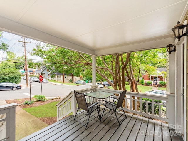 wooden deck with covered porch