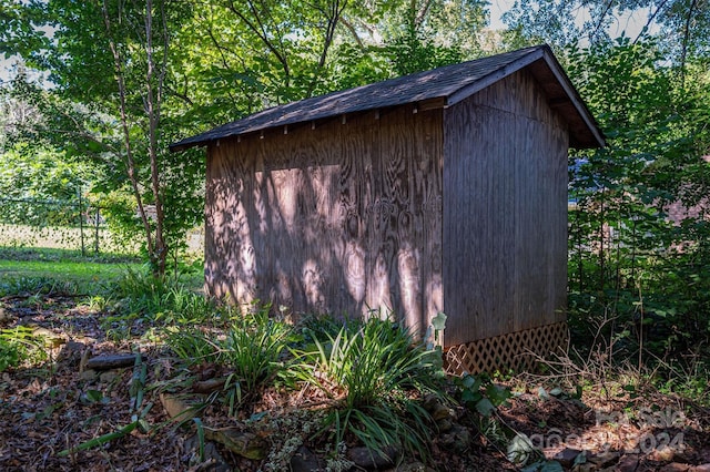 view of shed