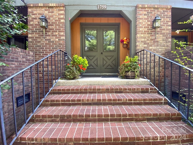 property entrance with french doors