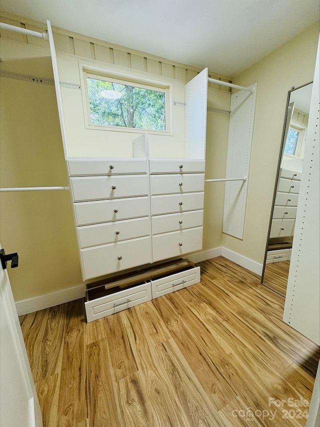 spacious closet with light wood-type flooring