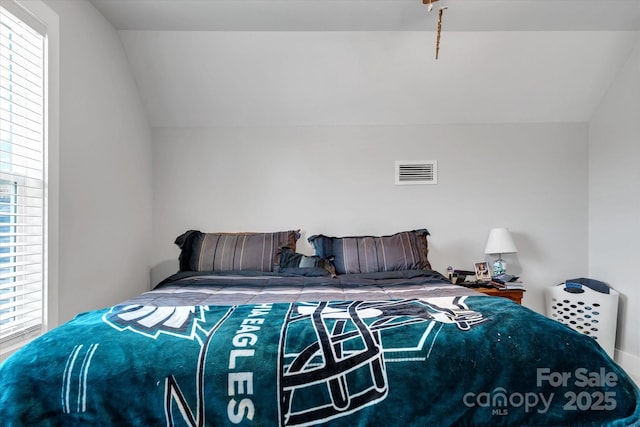 58 Greenwood Fields Dr, Asheville, NC 28804 - bedroom featuring lofted ceiling and visible vents