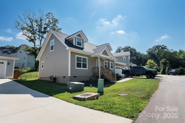 58 Greenwood Fields Dr, Asheville, NC 28804 - view of front of house with a garage, a front yard, crawl space, and driveway