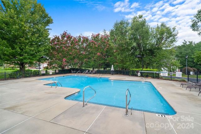 view of swimming pool with a patio