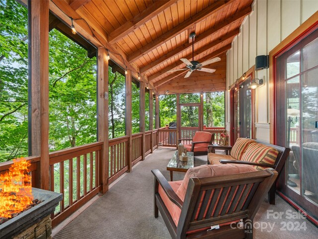 view of patio with ceiling fan