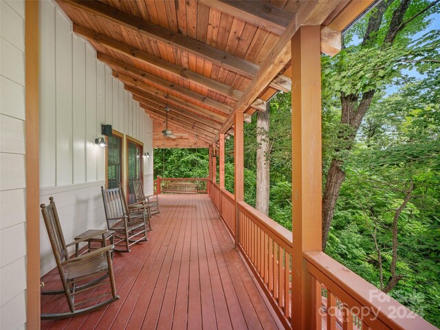 wooden deck featuring a porch