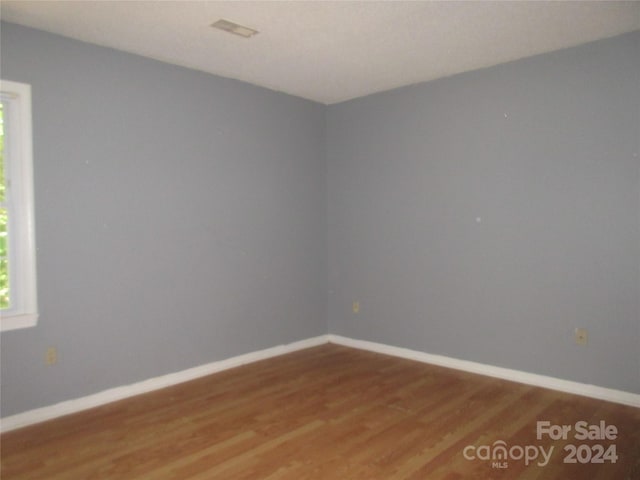 spare room featuring wood-type flooring and a healthy amount of sunlight