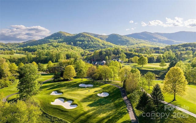 drone / aerial view with a mountain view